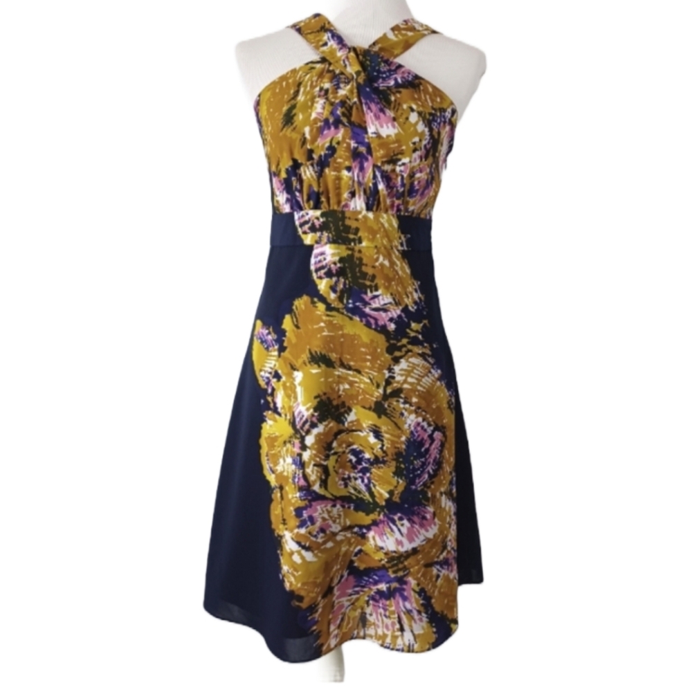 THE LIMITED LARGE FLORAL PATTERN HALTER DRESS SIZE 4